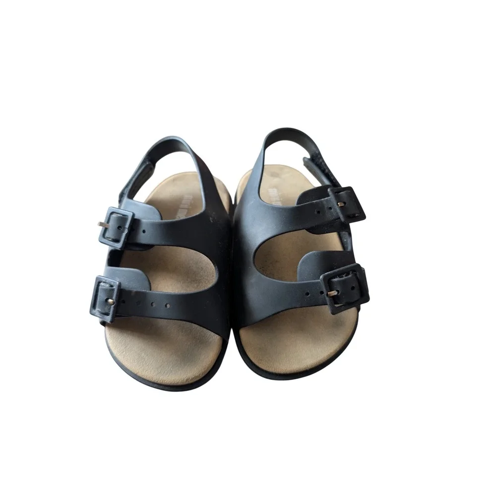 Mini Melissa Kids Black Vegan Double Buckle Jelly Sandals Size 6 USA‎ 21 EUR F1